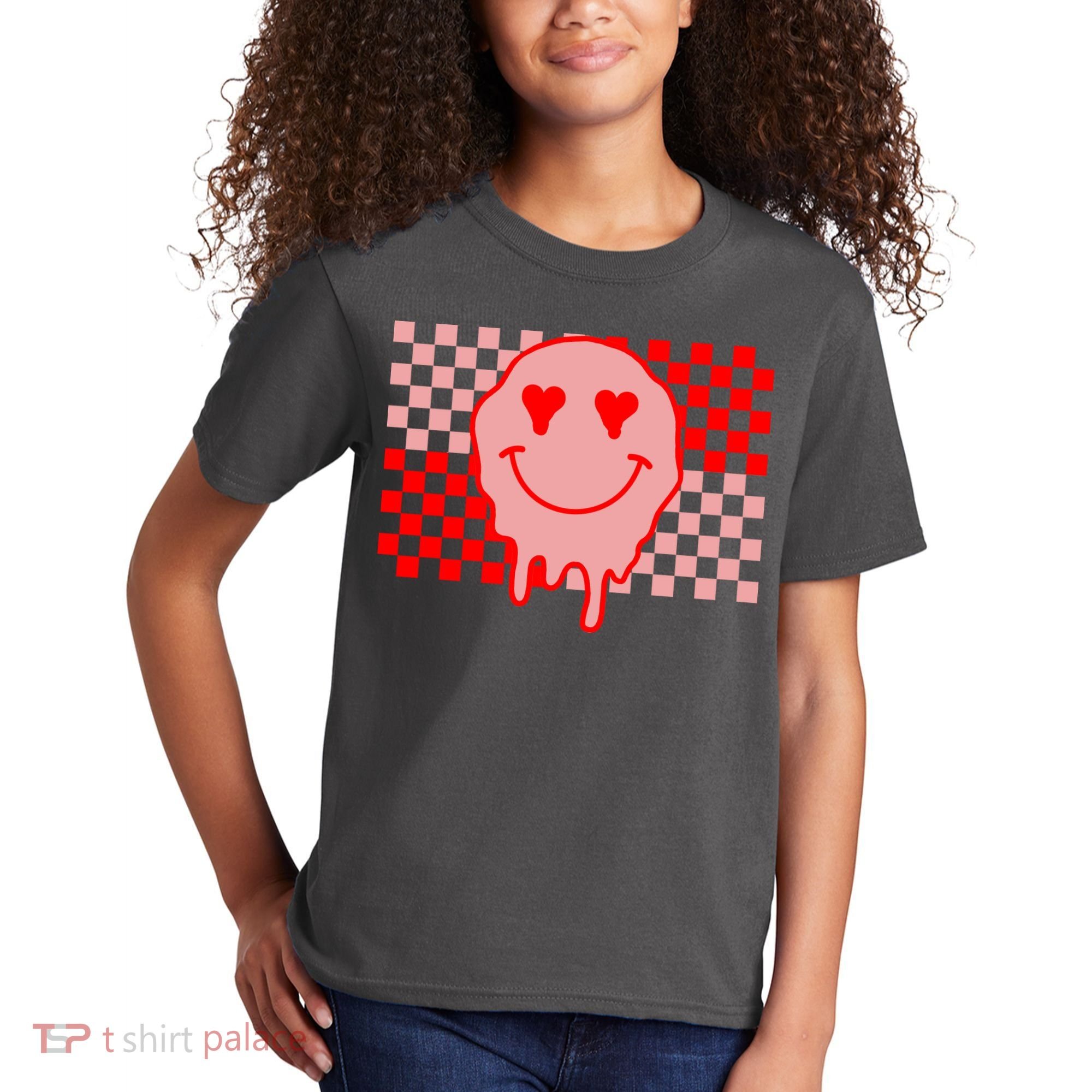Retro Groovy Valentines Day Hippie Smile Kids T-Shirt
