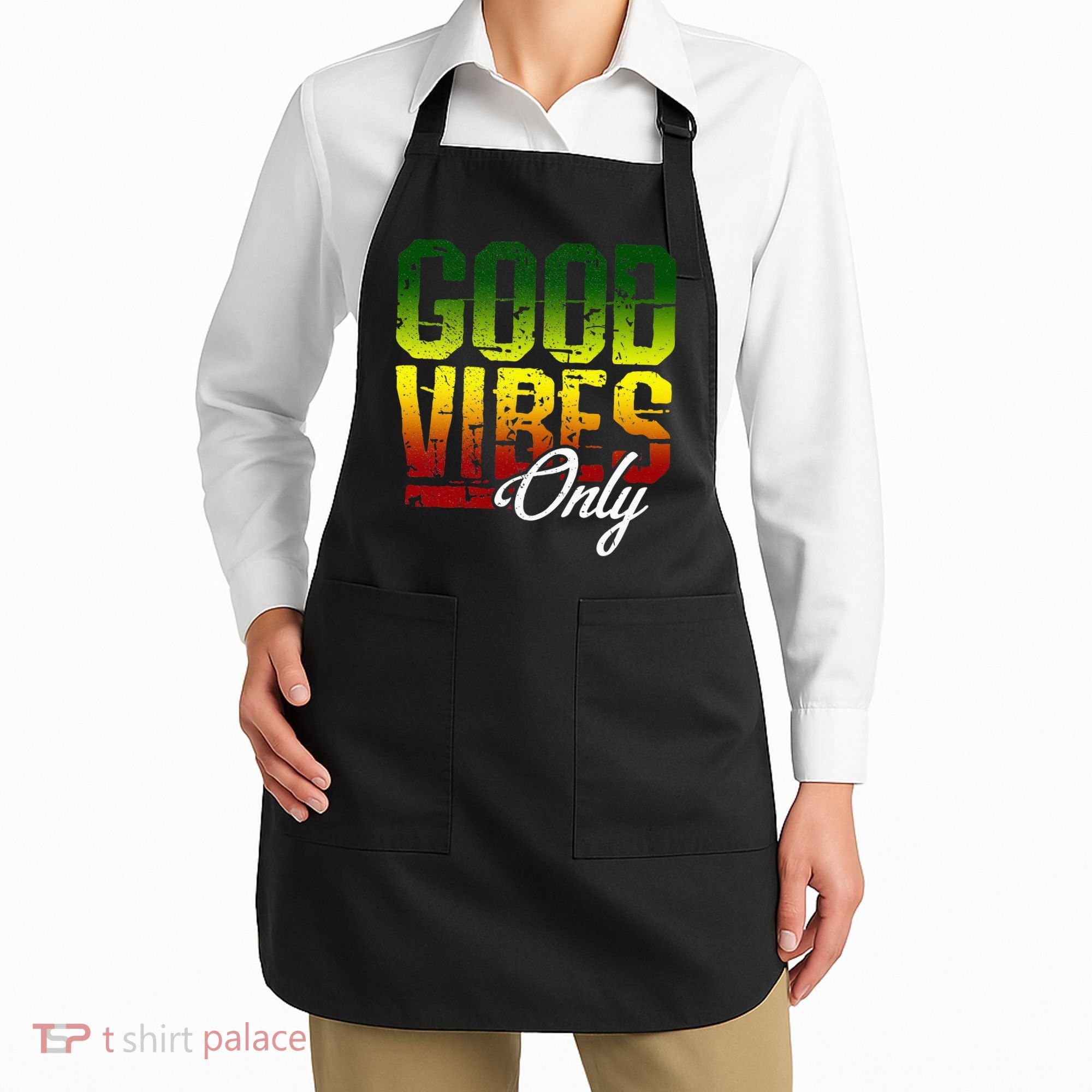 Reggae Good Vibes Only Jamaica One Love Rasta Apron