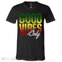 Reggae Good Vibes Only Jamaica One Love Rasta V-Neck T-Shirt thumb 0