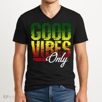 Reggae Good Vibes Only Jamaica One Love Rasta V-Neck T-Shirt thumb 2