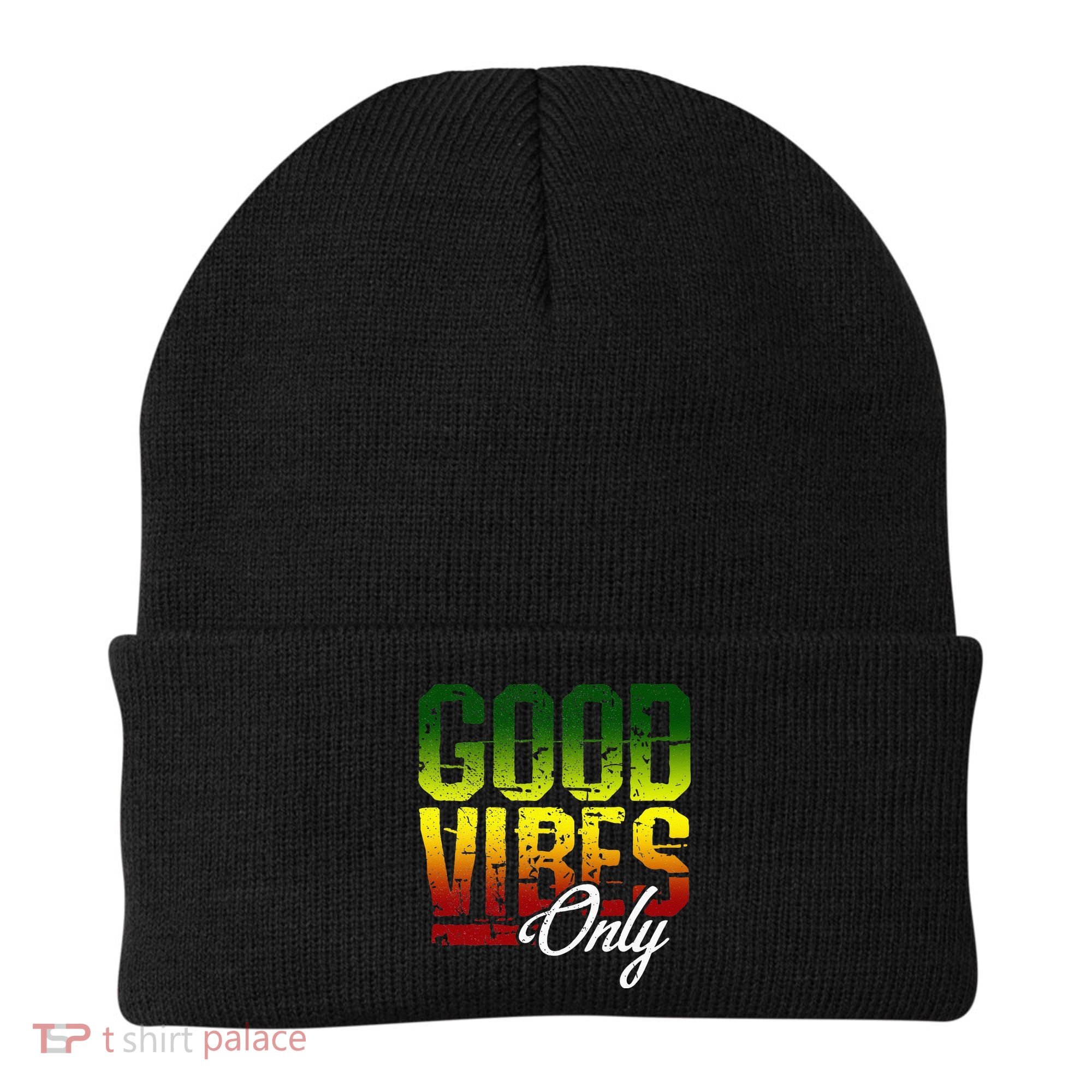 Reggae Good Vibes Only Jamaica One Love Rasta Beanie