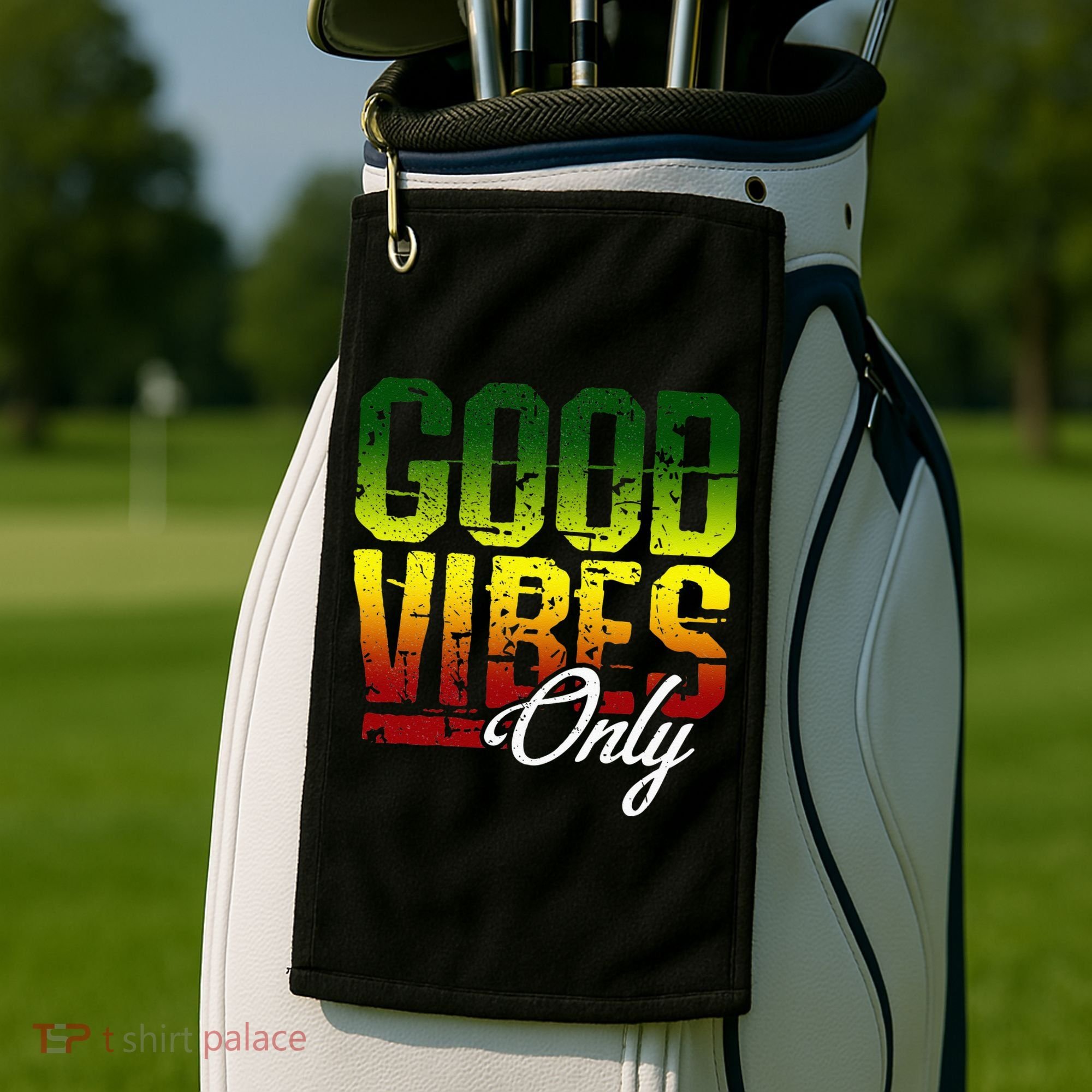Reggae Good Vibes Only Jamaica One Love Rasta Golf Towel