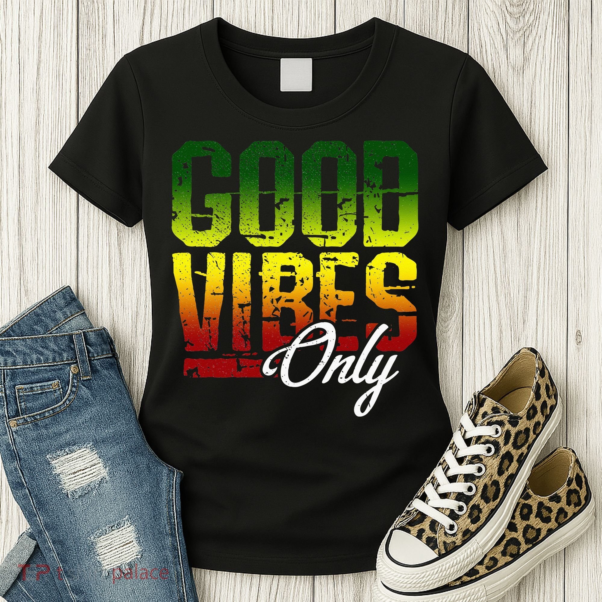 Reggae Good Vibes Only Jamaica One Love Rasta Women's T-Shirt
