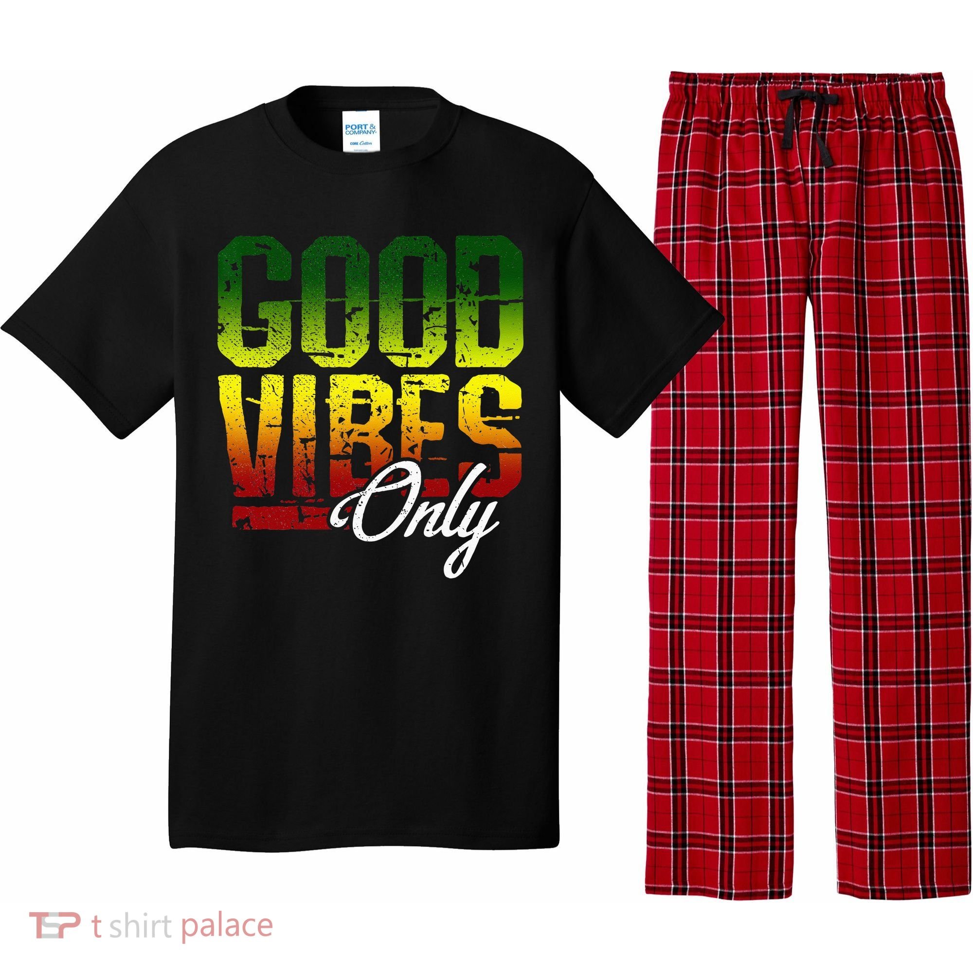Reggae Good Vibes Only Jamaica One Love Rasta Pajama Set
