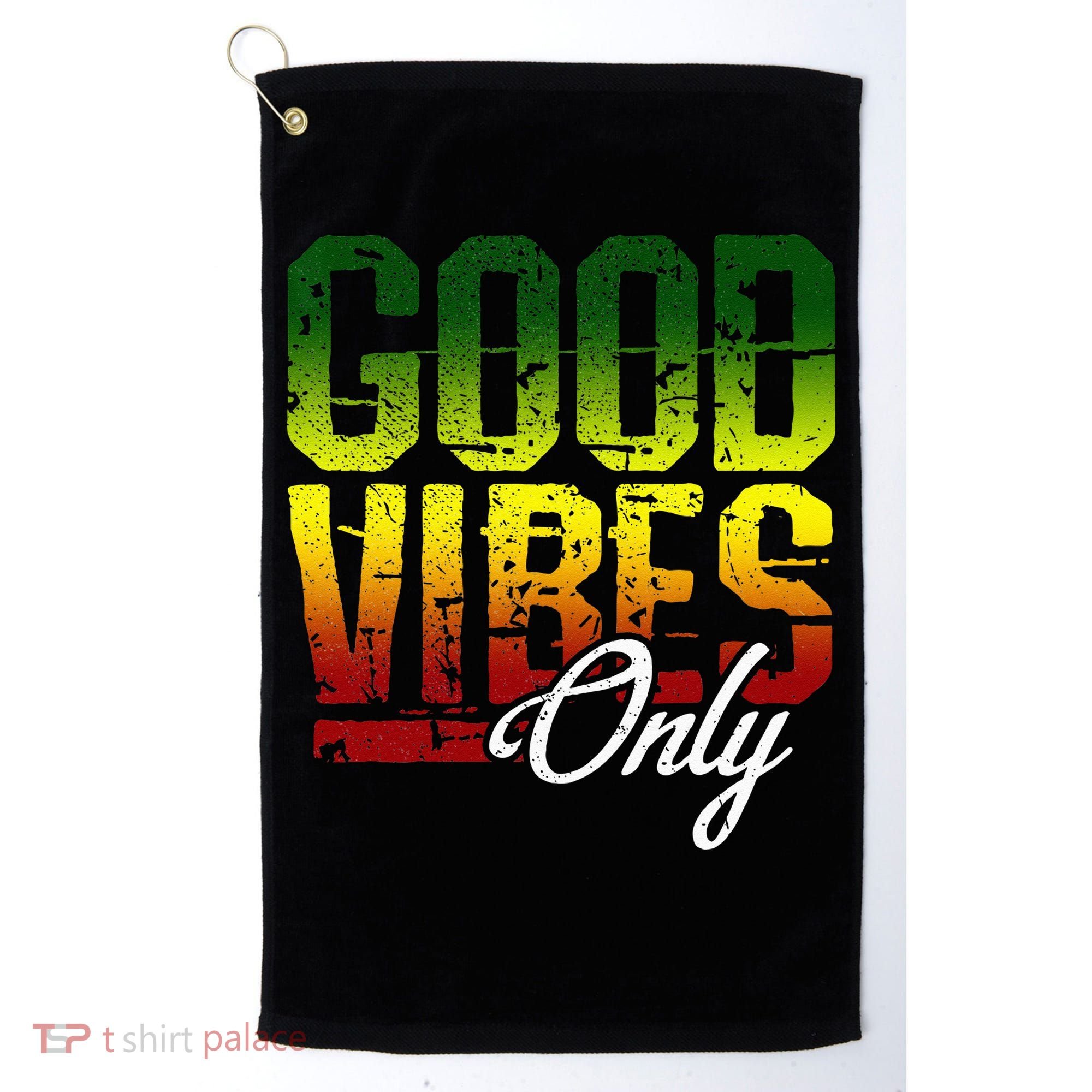 Reggae Good Vibes Only Jamaica One Love Rasta Golf Towel