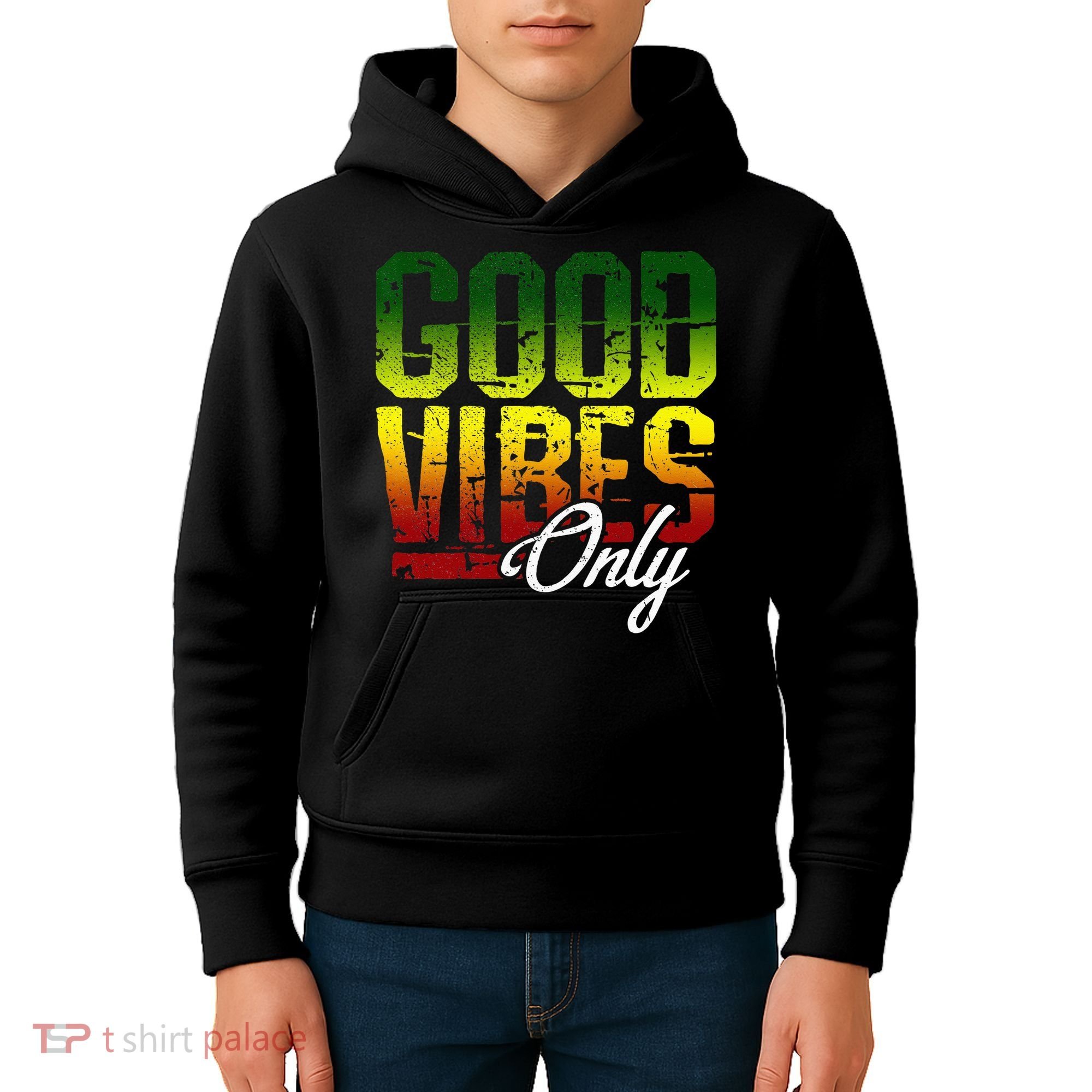 Reggae Good Vibes Only Jamaica One Love Rasta Kids Hoodie