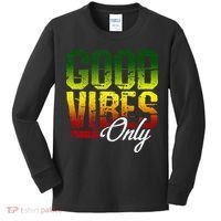 Reggae Good Vibes Only Jamaica One Love Rasta Kids Long Sleeve Shirt thumb 0