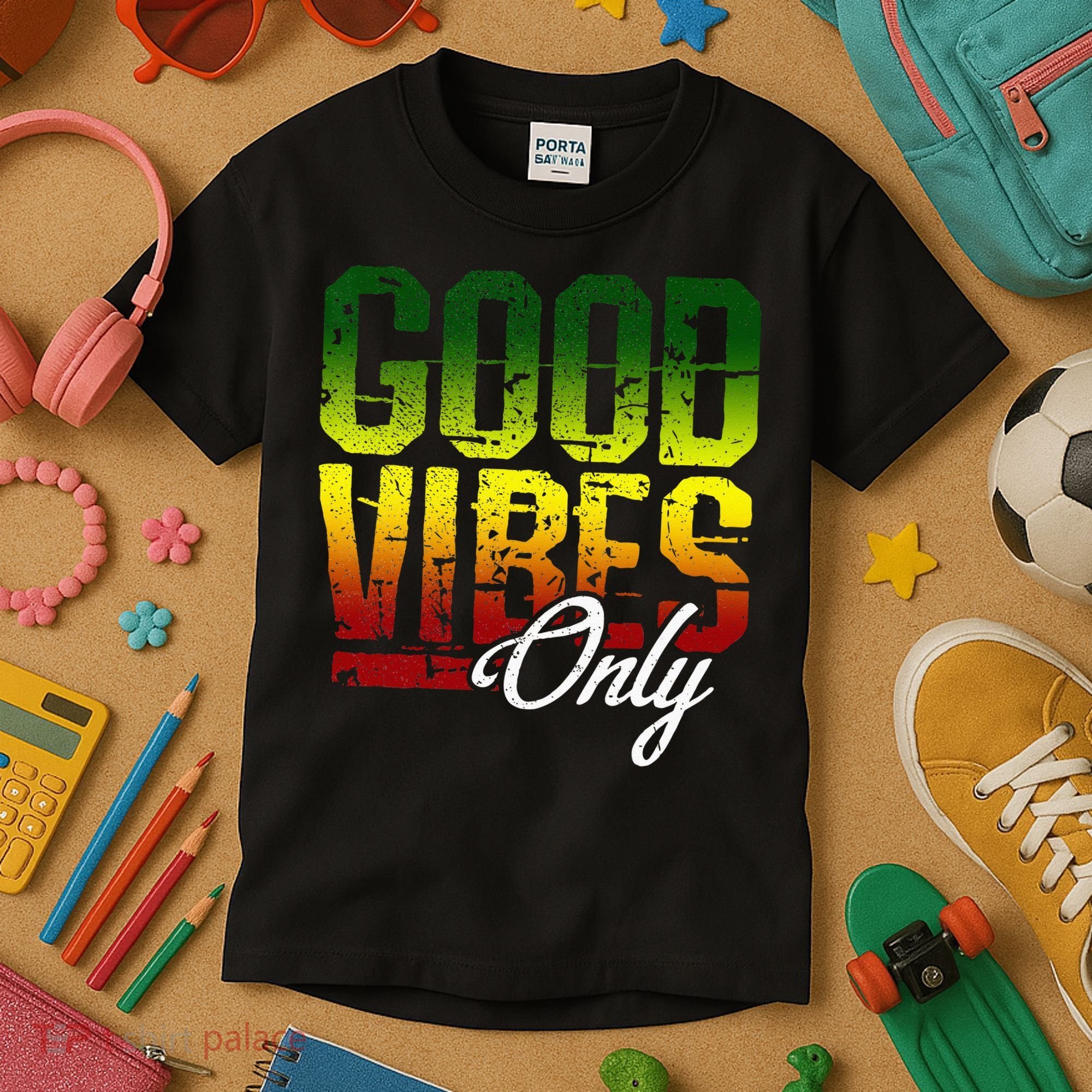 Reggae Good Vibes Only Jamaica One Love Rasta Kids T-Shirt