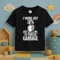 Raccoon Gym Weight Training I Work Out So I Can Eat Garbage Toddler T-Shirt thumb 3