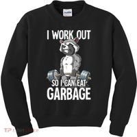 Raccoon Gym Weight Training I Work Out So I Can Eat Garbage Kids Sweatshirt thumb 0