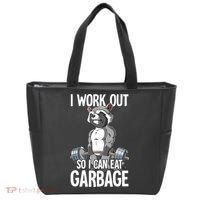 Raccoon Gym Weight Training I Work Out So I Can Eat Garbage Tote Bag thumb 0