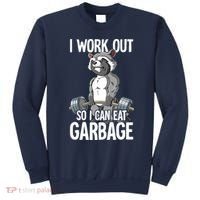 Raccoon Gym Weight Training I Work Out So I Can Eat Garbage Sweatshirt thumb 0