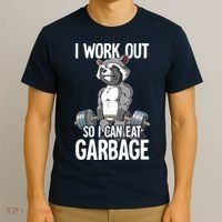 Raccoon Gym Weight Training I Work Out So I Can Eat Garbage T-Shirt thumb 3