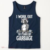 Raccoon Gym Weight Training I Work Out So I Can Eat Garbage Tank Top thumb 2