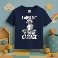 Raccoon Gym Weight Training I Work Out So I Can Eat Garbage Toddler T-Shirt thumb 3