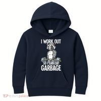 Raccoon Gym Weight Training I Work Out So I Can Eat Garbage Kids Hoodie thumb 0