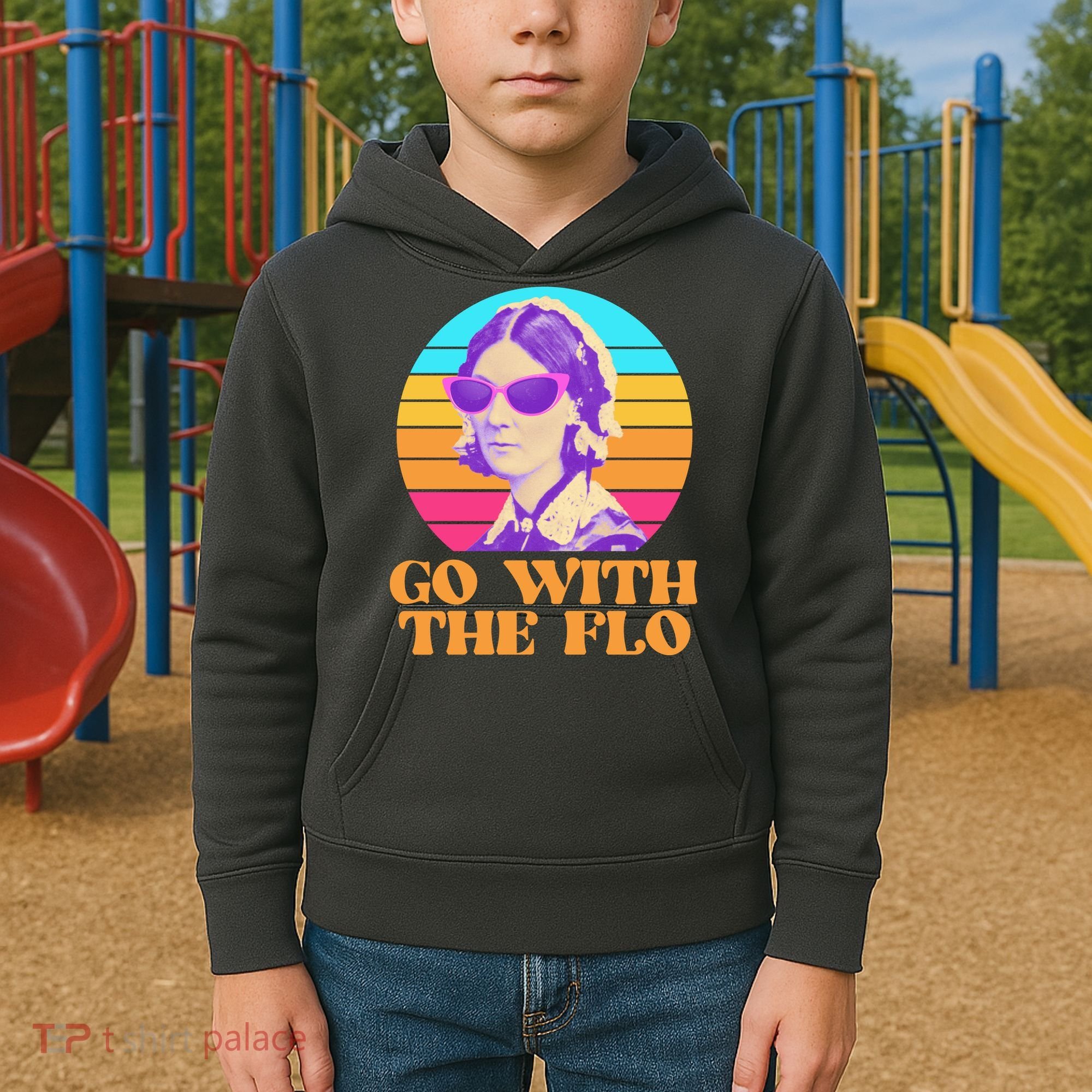 Retro Go With The Flow Nurse Practitioner Florence Nightingale Kids Hoodie