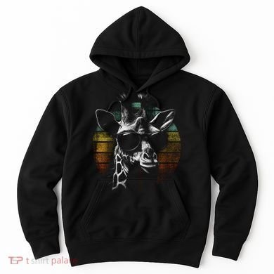 Retro Giraffe Wearing Sun Glasses Hoodie