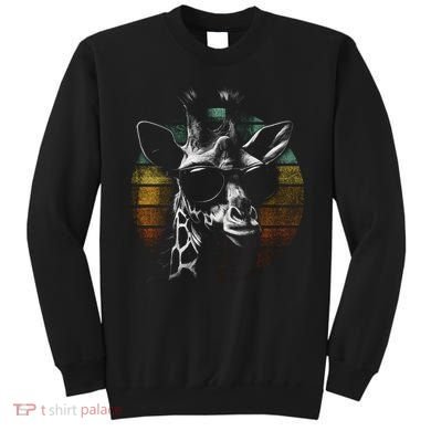 Retro Giraffe Wearing Sun Glasses Sweatshirt