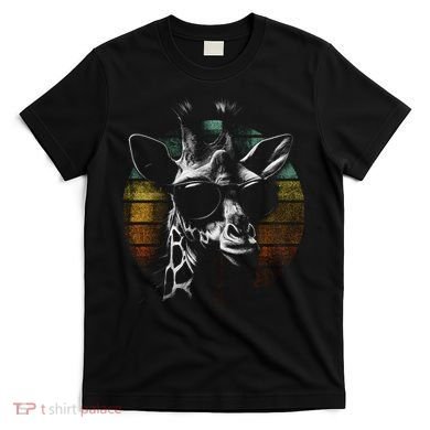 Retro Giraffe Wearing Sun Glasses T-Shirt