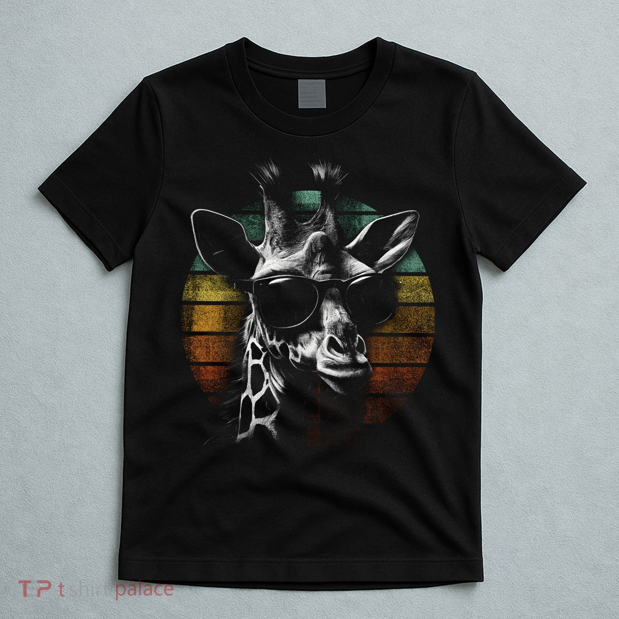 Retro Giraffe Wearing Sun Glasses T-Shirt