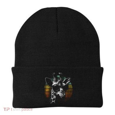 Retro Giraffe Wearing Sun Glasses Beanie