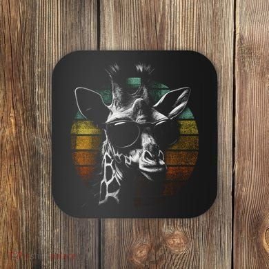 Retro Giraffe Wearing Sun Glasses Coaster