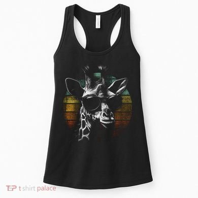 Retro Giraffe Wearing Sun Glasses Women's Tank Top