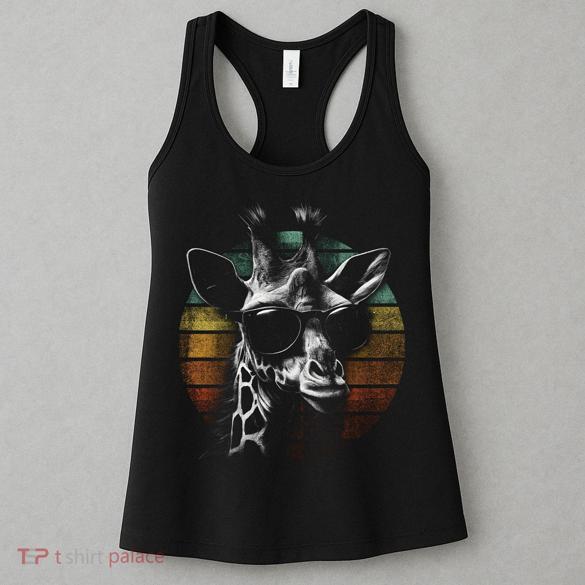 Retro Giraffe Wearing Sun Glasses Women's Tank Top