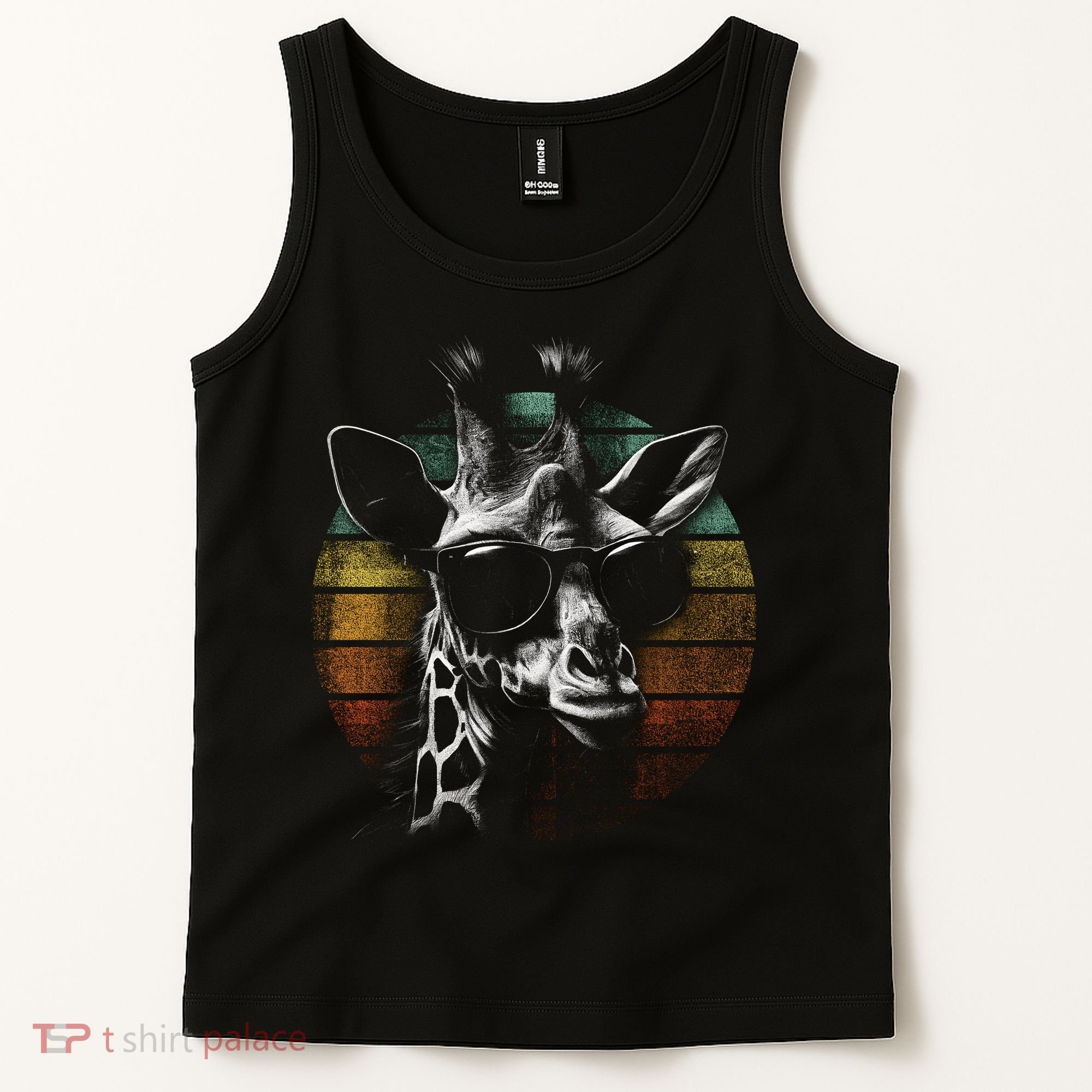 Retro Giraffe Wearing Sun Glasses Tank Top