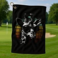 Retro Giraffe Wearing Sun Glasses Golf Towel thumb 1