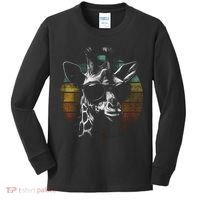 Retro Giraffe Wearing Sun Glasses Kids Long Sleeve Shirt thumb 0