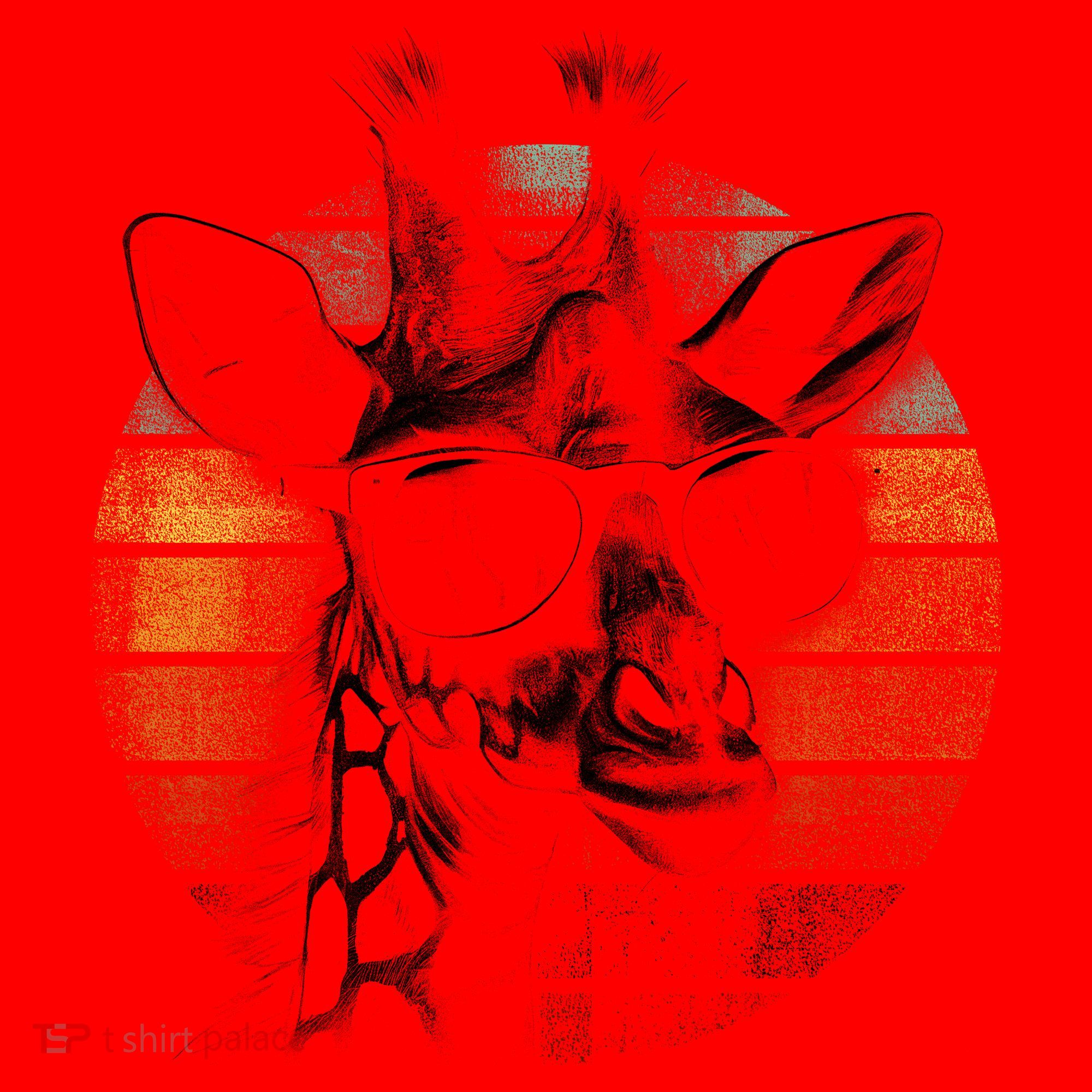 Retro Giraffe Wearing Sun Glasses Santa Hat