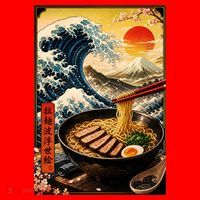 Ramen Great Wave Santa Hat thumb 1