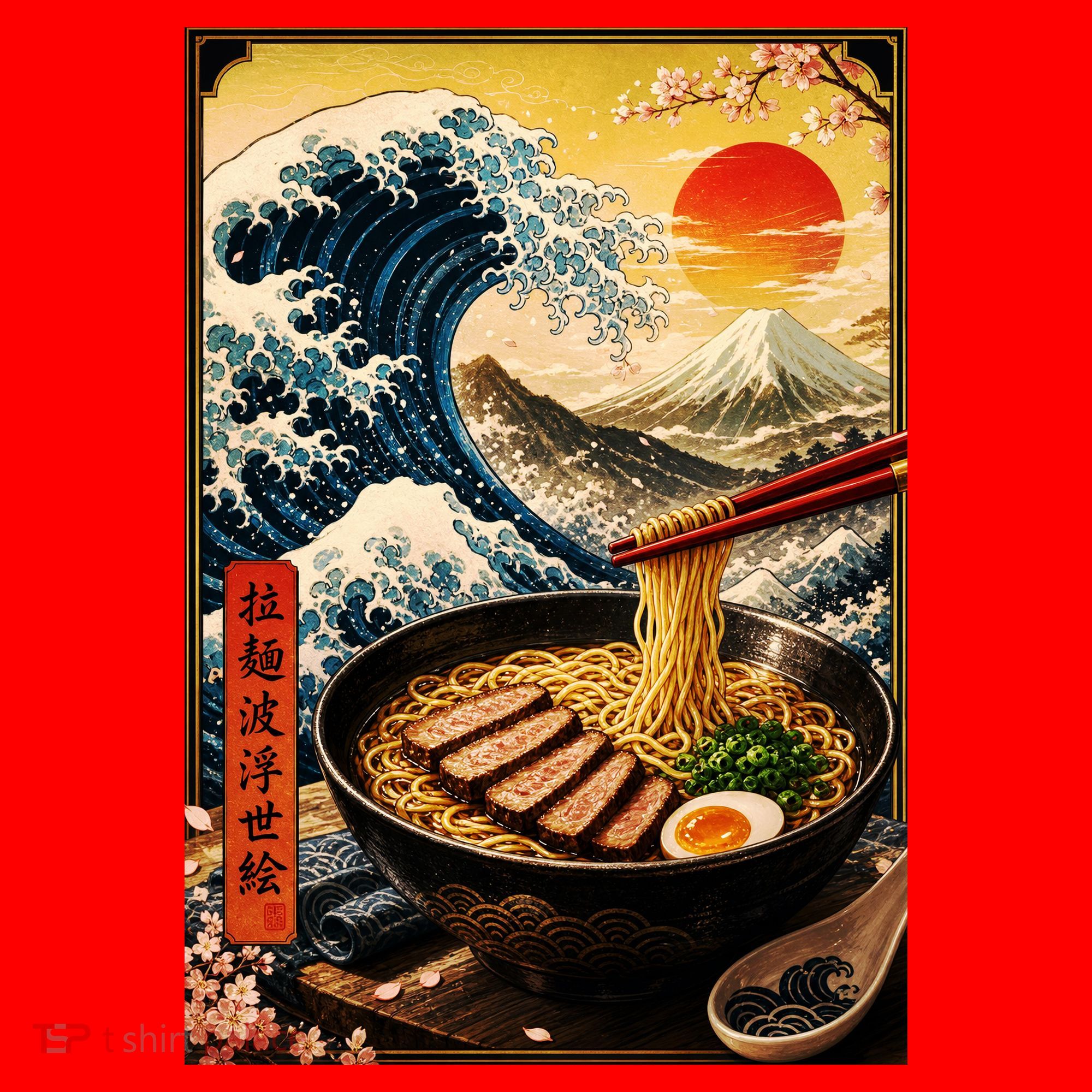 Ramen Great Wave Santa Hat