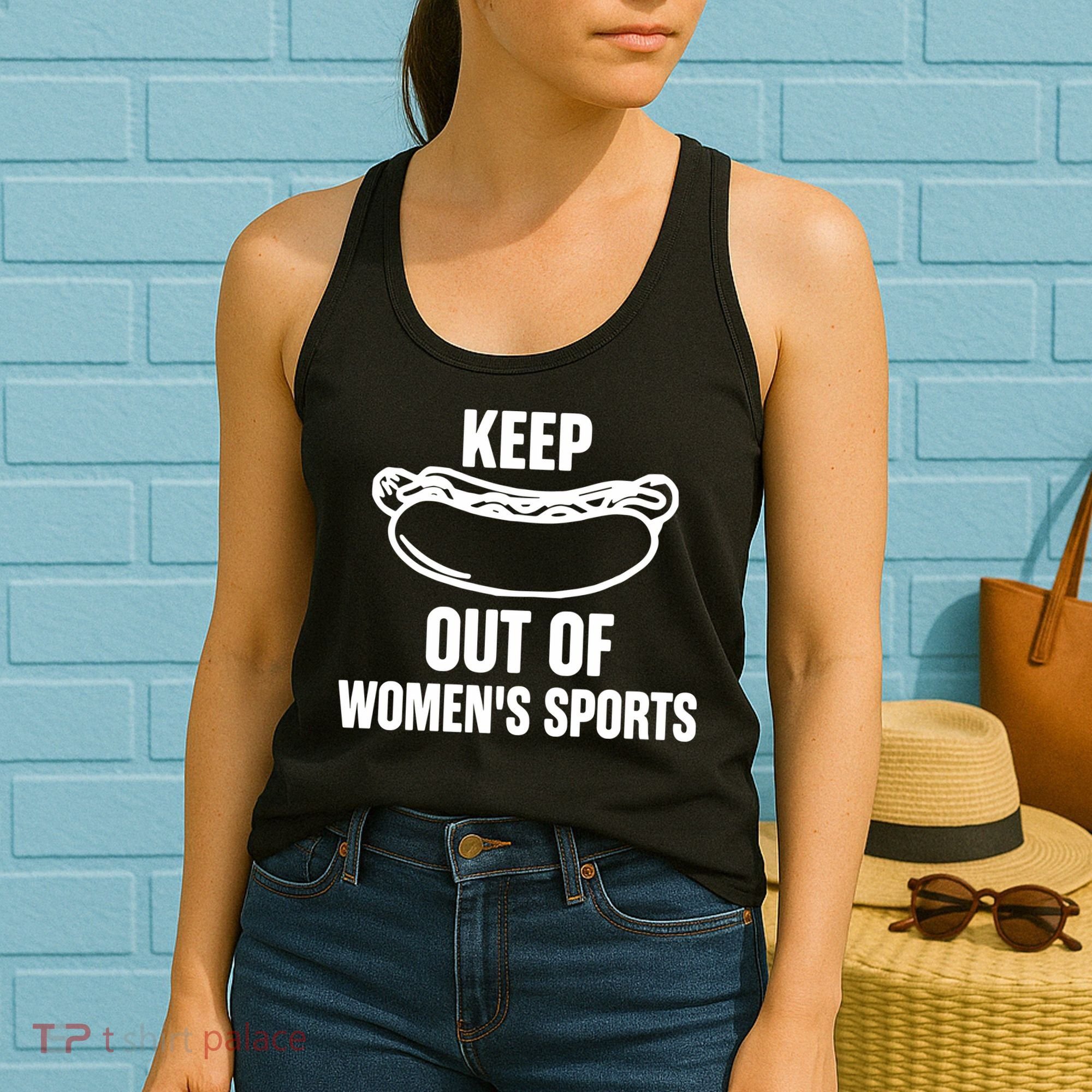 Riley Gaines Wearing Keep Hotdogs Out Of Sports Women's Tank Top