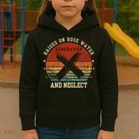 Retro Generation X Gen X Raised On Hose Water And Neglect Kids Hoodie thumb 3