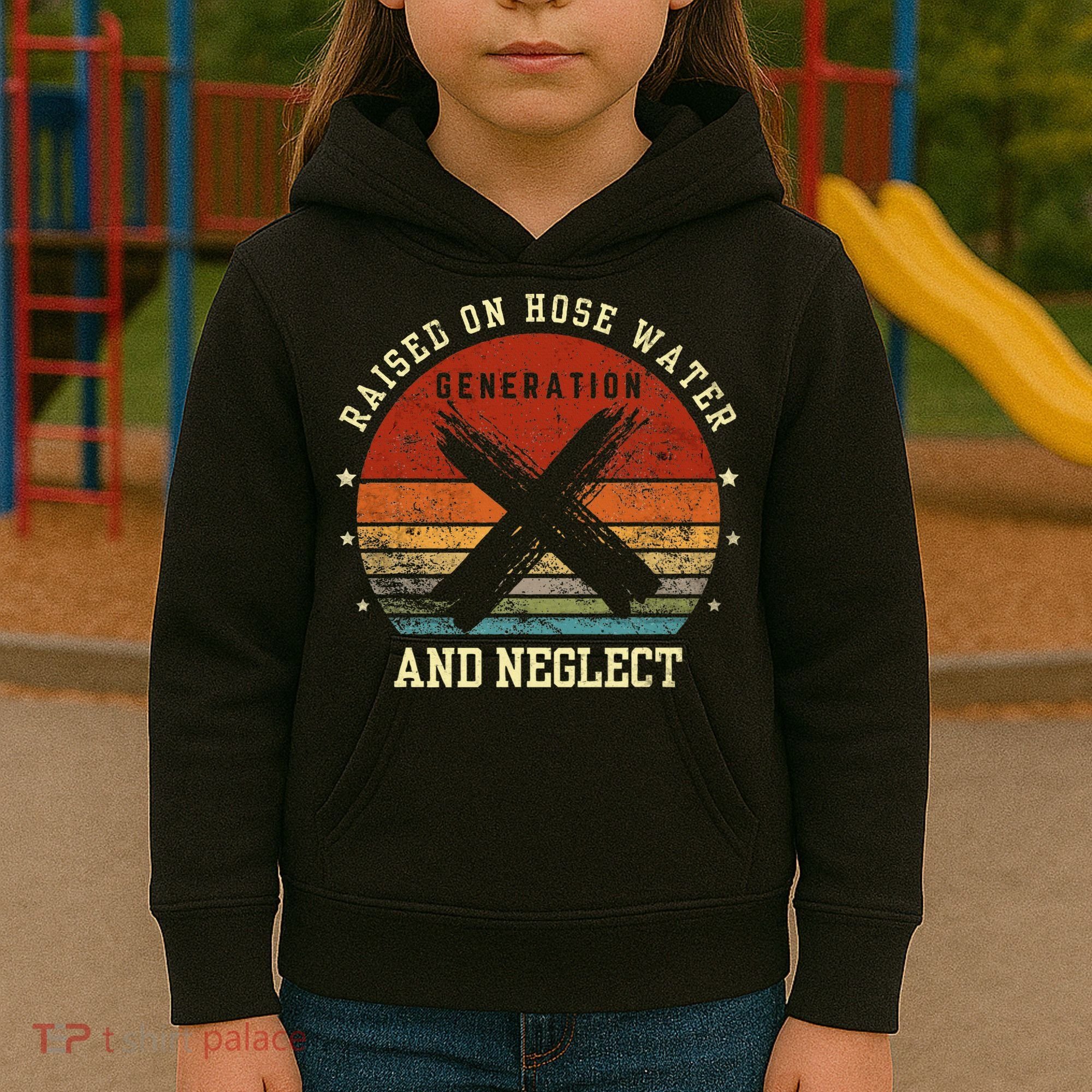 Retro Generation X Gen X Raised On Hose Water And Neglect Kids Hoodie