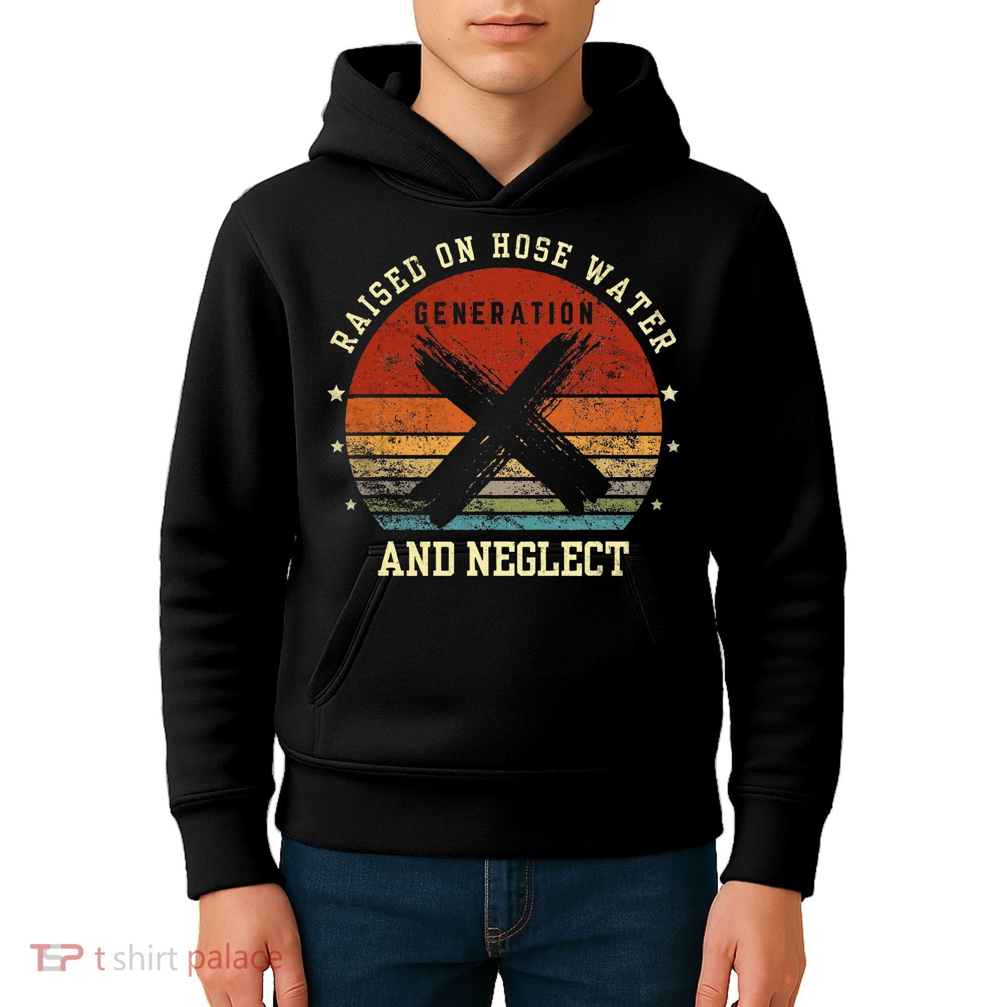 Retro Generation X Gen X Raised On Hose Water And Neglect Kids Hoodie