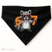 Racoon Hold 67 Meme 6-7 Funny USA-Made Doggie Bandana thumb 0