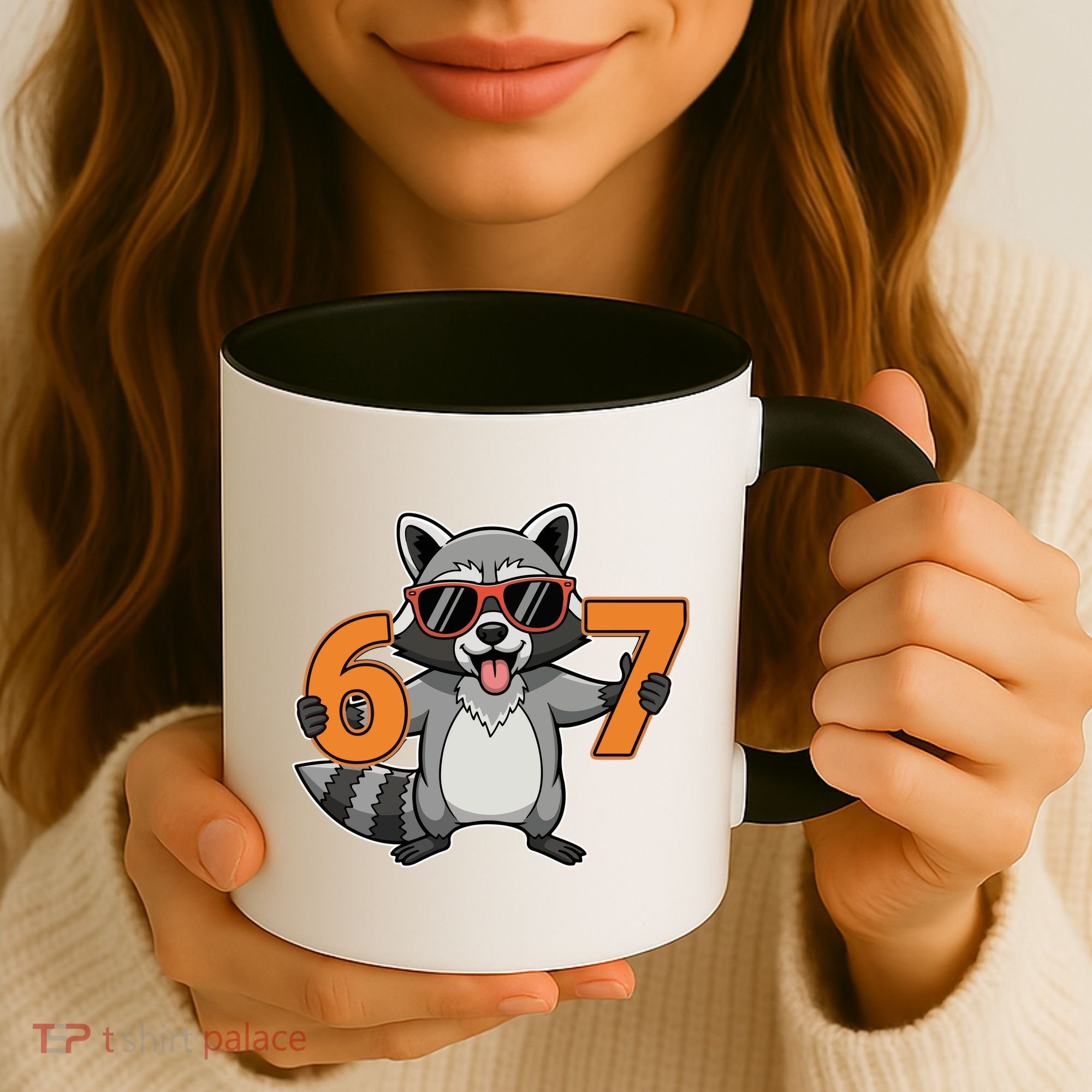 Racoon Hold 67 Meme 6-7 Funny Coffee Mug