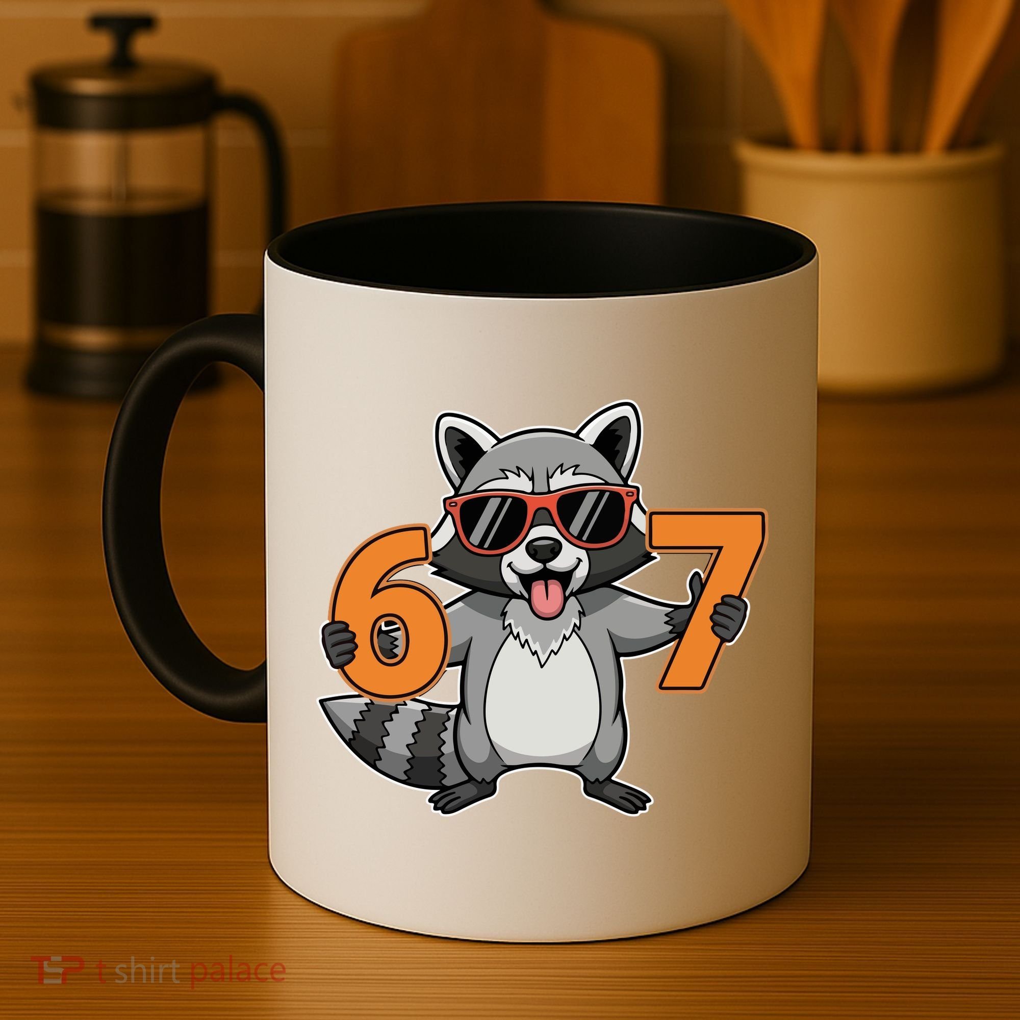 Racoon Hold 67 Meme 6-7 Funny Coffee Mug