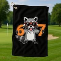 Racoon Hold 67 Meme 6-7 Funny Golf Towel thumb 1