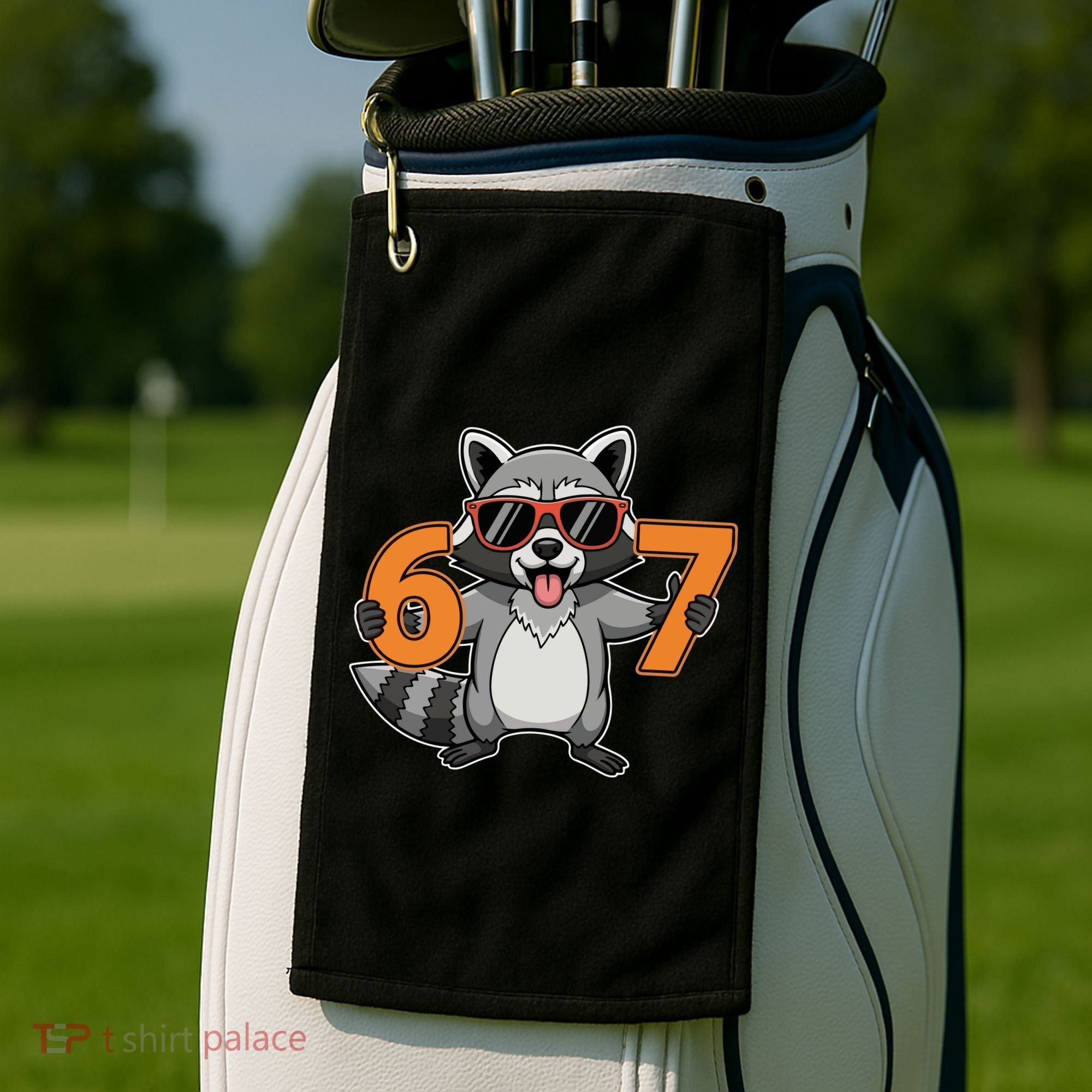 Racoon Hold 67 Meme 6-7 Funny Golf Towel