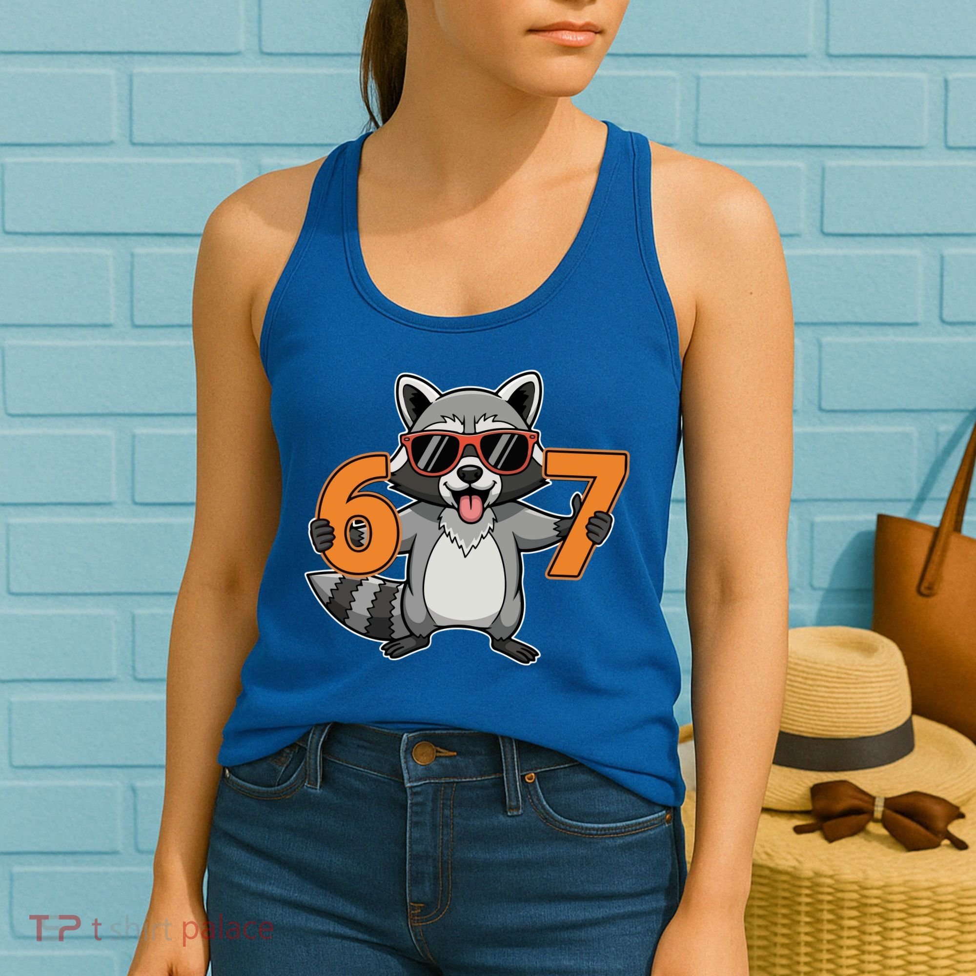 Racoon Hold 67 Meme 6-7 Funny Women's Tank Top