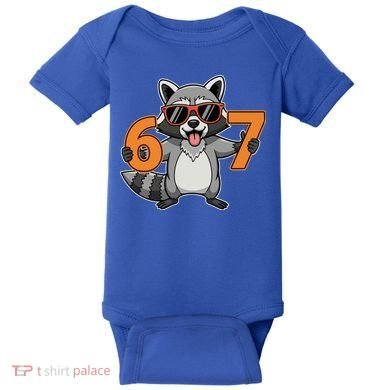 Racoon Hold 67 Meme 6-7 Funny Baby Bodysuit