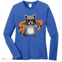 Racoon Hold 67 Meme 6-7 Funny Women's Long Sleeve Shirt thumb 0