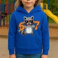 Racoon Hold 67 Meme 6-7 Funny Kids Hoodie thumb 3