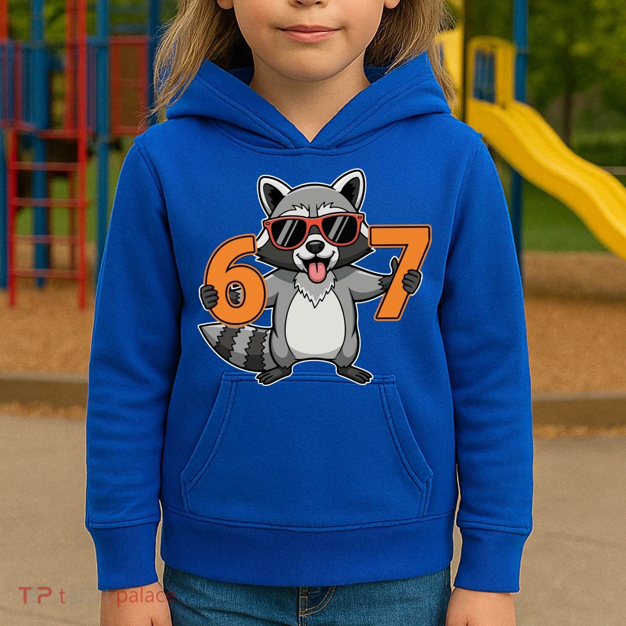 Racoon Hold 67 Meme 6-7 Funny Kids Hoodie
