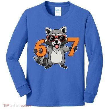 Racoon Hold 67 Meme 6-7 Funny Kids Long Sleeve Shirt